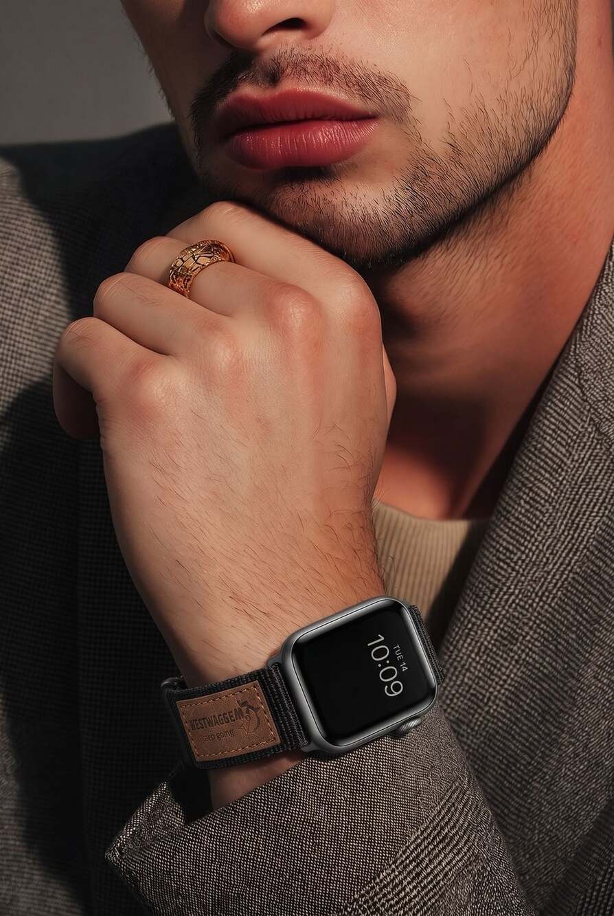 Rugged Nylon Band for Apple Watch Ultra 2/ Ultra 42mm-Large | Black | Men NEW
